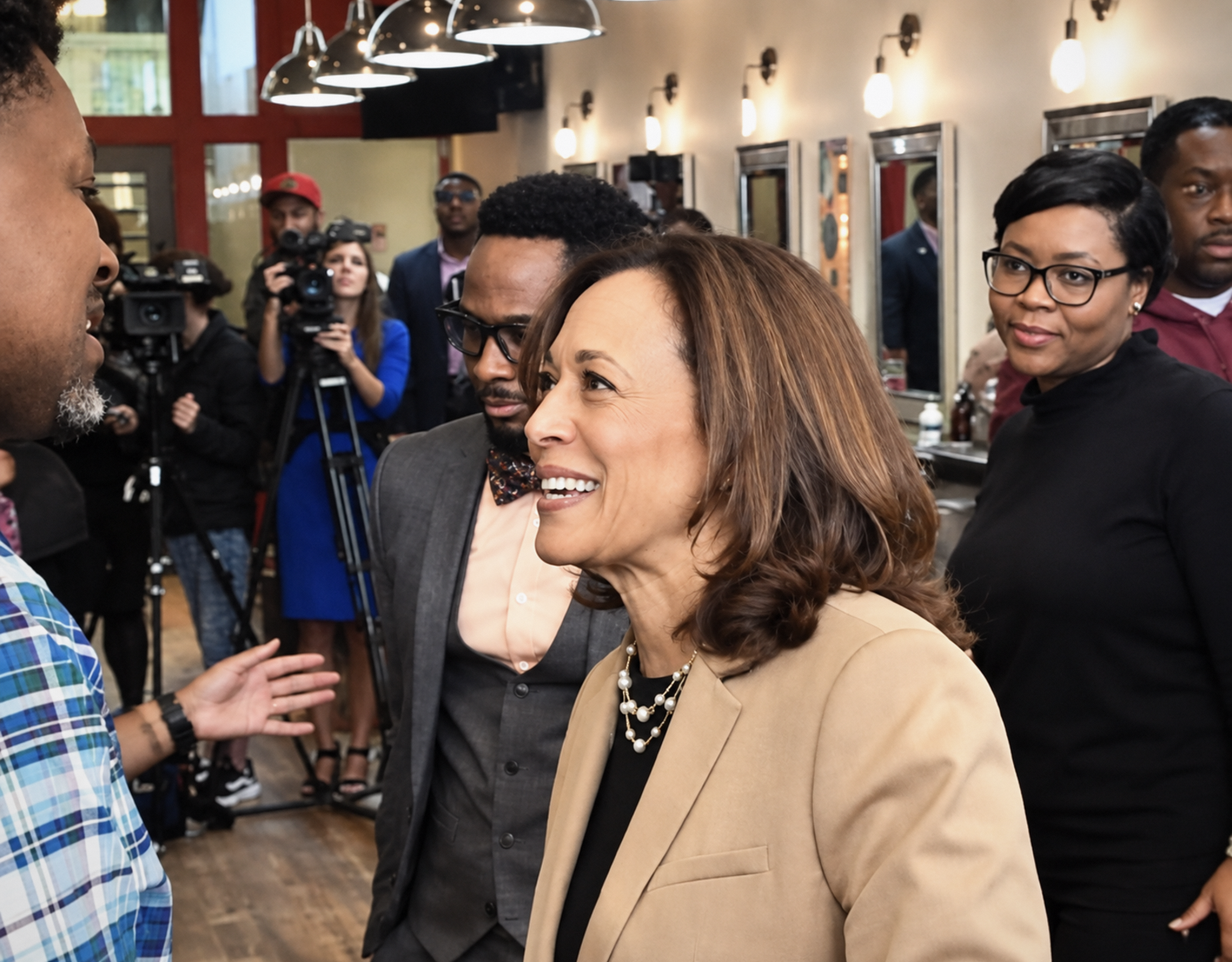 Vice President Kamala Harris at the shop
